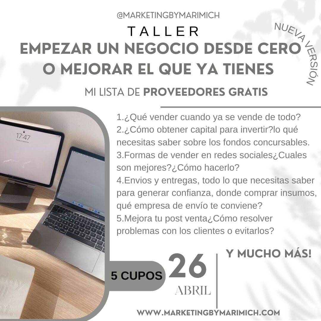 Taller actualizado: empezar un negocio desde cero o mejorar el que ya tienes.