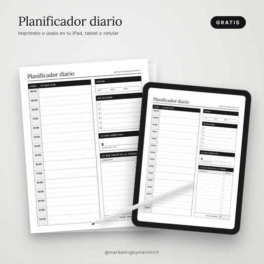 Planificador diario para emprendedoras